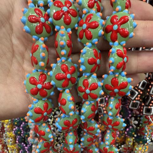 Abalorios de Porcelana Pintados a Mano, Cristal de murano, Flor, dibujo de la mano, Bricolaje, más colores para la opción, 20PCs/Bolsa, Vendido por Bolsa