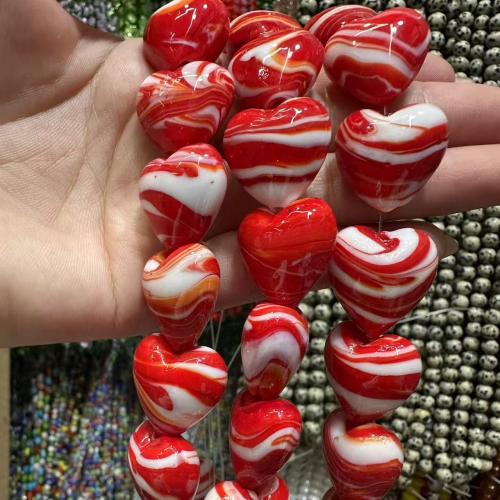 Abalorios de Porcelana Pintados a Mano, Corazón, dibujo de la mano, Bricolaje, más colores para la opción, 20mm, 20PCs/Bolsa, Vendido por Bolsa