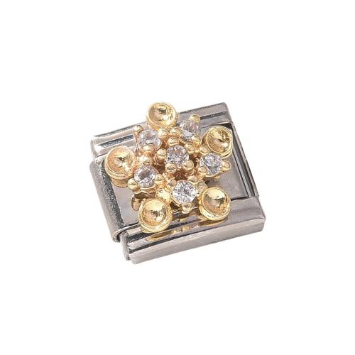 Итальянский шарм браслеты, Нержавеющая сталь 304, Другое покрытие, DIY & разные стили для выбора & инкрустированное микро кубического циркония, 5ПК/сумка, продается сумка