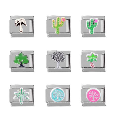 Pulseras del encanto italiano, acero inoxidable 304, Bricolaje & diferentes estilos para la opción & esmalte, 10x9x5mm, 5PCs/Bolsa, Vendido por Bolsa