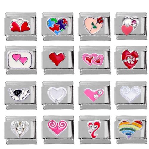 Pulseras del encanto italiano, acero inoxidable 304, Bricolaje & diferentes estilos para la opción & esmalte, 10x9x5mm, 5PCs/Bolsa, Vendido por Bolsa