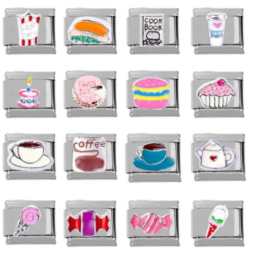 Pulseras del encanto italiano, acero inoxidable 304, Bricolaje & diferentes patrones para la opción & esmalte, 10x9x5mm, 5PCs/Bolsa, Vendido por Bolsa