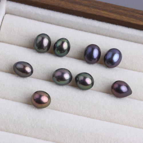 Наполовину просверленные бусины из пресноводного жемчуга, Пресноводные жемчуги, Каплевидная форма, DIY & отверстие наполовину, малахитовый зеленый, 8-9mm, продается PC