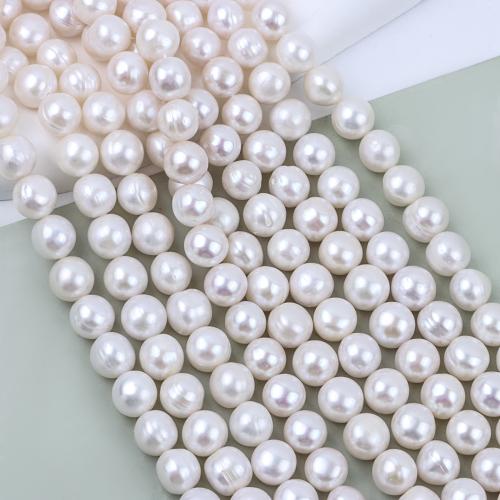 Naturales agua dulce perlas sueltas, Perlas cultivadas de agua dulce, Ligeramente redondo, Bricolaje, Blanco, 9-10mm, longitud:39 cm, Vendido por Sarta