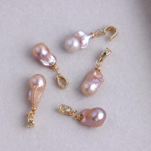 Латунный кулон с культивированным пресноводным жемчугом, Пресноводные жемчуги, с Латунь, Стиль Барокко, Другое покрытие, DIY, Много цветов для выбора, 10-12mm, продается PC