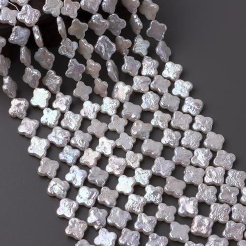 Пресноводные свободные жемчуг, Пресноводные жемчуги, Четырехлистный клевер, DIY, белый, 10-11mm, длина:40 см, продается Strand