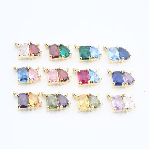 Цирконий Микровымостить латунь подвеска, Латунь, Другое покрытие, DIY & инкрустированное микро кубического циркония & двойное отверстие, Много цветов для выбора продается PC