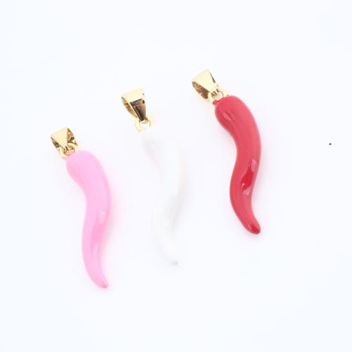 Colgantes de latón del esmalte, metal, pimentón, chapado, Bricolaje, más colores para la opción, 30x7x4mm, Vendido por UD