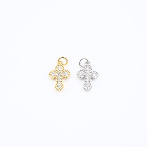 Цирконий Микровымостить латунь подвеска, Латунь, Kресты, Другое покрытие, DIY & инкрустированное микро кубического циркония, Много цветов для выбора продается PC