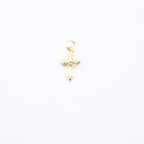 Brass Cross Pendants, plated, DIY, golden 