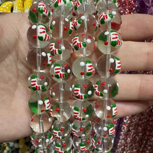 perles Lampwork de Noël, chalumeau, Conception de Noël & DIY & autocollant époxyde, plus de couleurs à choisir, 12mm Vendu par sac