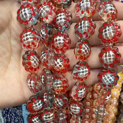 Abalorios de Porcelana Pintados a Mano, Cristal de murano, Flor, dibujo de la mano, Bricolaje, más colores para la opción, 14mm, 20PCs/Bolsa, Vendido por Bolsa