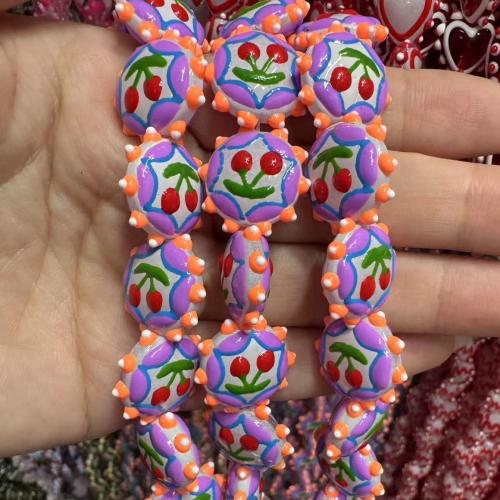 Abalorios de Porcelana Pintados a Mano, Cristal de murano, dibujo de la mano, Bricolaje, más colores para la opción, 19mm, 20PCs/Bolsa, Vendido por Bolsa