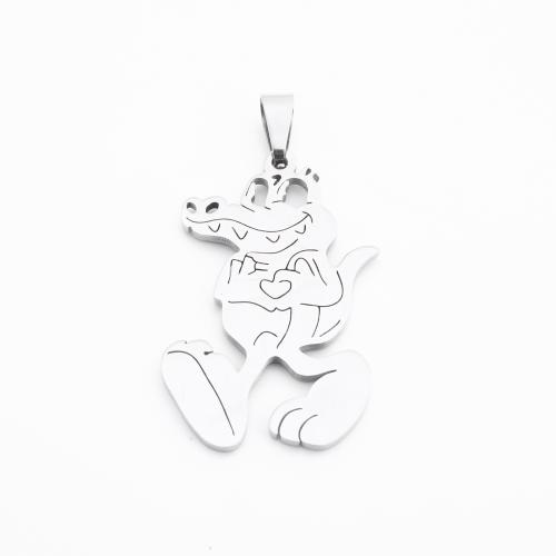 Stainless Steel Animal Pendants, 304 Stainless Steel, Crocodile, silver color plated, DIY, silver color 