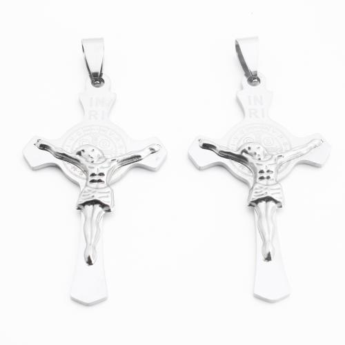 Stainless Steel Cross Pendants, 304 Stainless Steel, silver color plated, DIY, silver color 