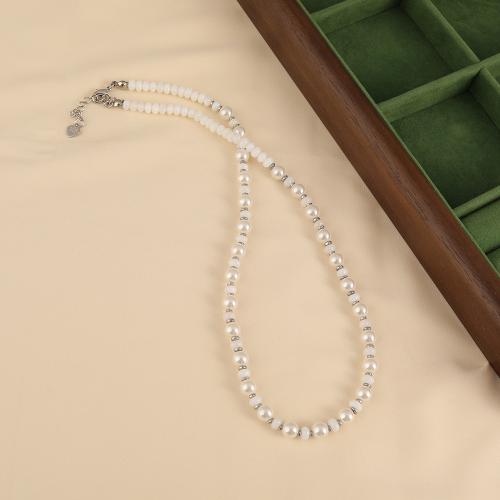 Природное пресноводное жемчужное ожерелье, Пресноводные жемчуги, с цинковый сплав, ювелирные изделия моды, разноцветный, продается PC