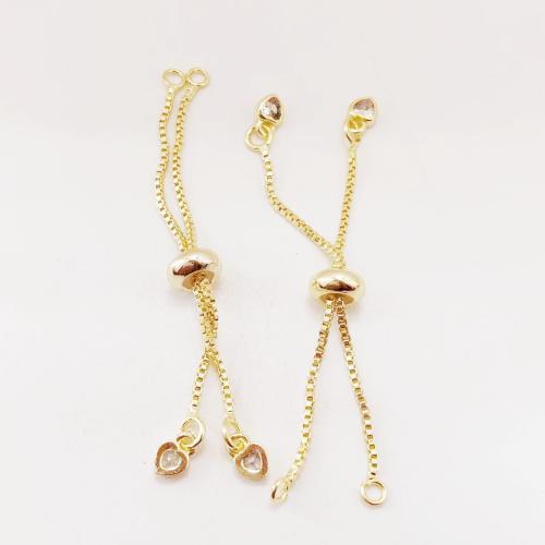 Cadena Estensor de Metal, Corazón, chapado, Bricolaje & con diamantes de imitación, más colores para la opción, 50x1mm, Vendido por UD