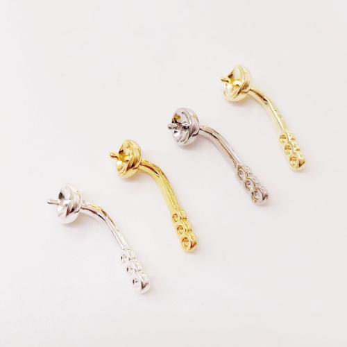 Brass Earring Drop Component, plated, DIY Support 5mm high 15mm [