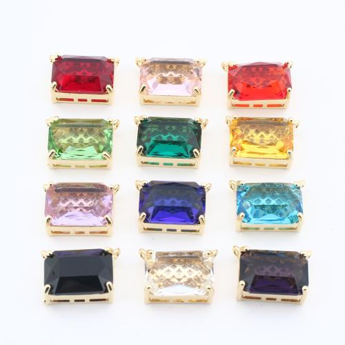 Кристалл латунь подвески, Латунь, с Кристаллы, Квадратная форма, Другое покрытие, DIY, Много цветов для выбора 20ПК/сумка, продается сумка