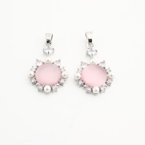 Кристалл латунь подвески, Латунь, с Кристаллы & Пластиковая жемчужина, Круглая, Другое покрытие, DIY & со стразами, разноцветный, 20ПК/сумка, продается сумка