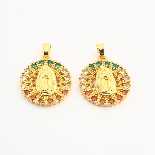 Латунные подвески со стразами, Латунь, Круглая, Другое покрытие, DIY & отверстие, Золотой, 20ПК/сумка, продается сумка