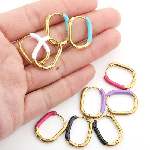 Acero inoxidable gota pendiente, acero inoxidable 304, Letra U, chapado en color dorado, para mujer & esmalte, más colores para la opción, 21x16mm, 5parespareja/Bolsa, Vendido por Bolsa