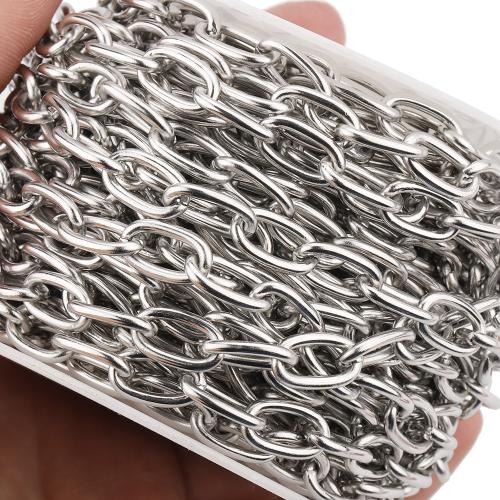 Stainless Steel Cable Link Chain, 304 Stainless Steel, plated, DIY & oval chain 