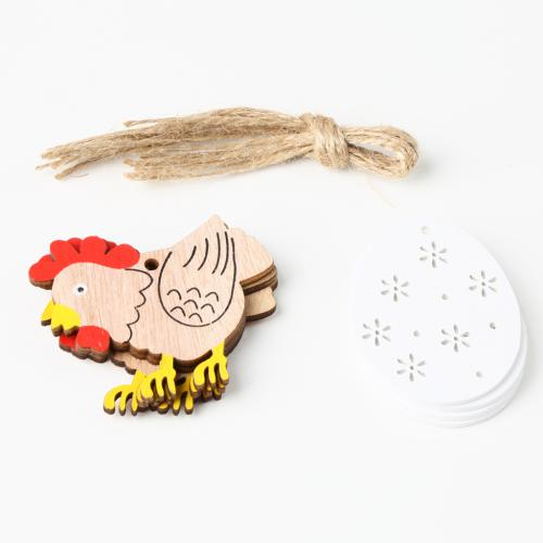 Wood Hanging Ornaments, with Linen, Animal 