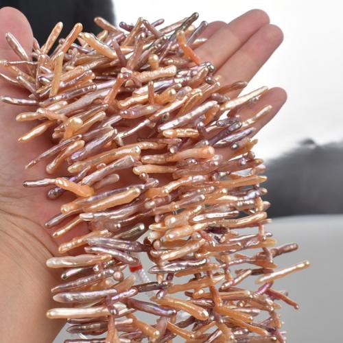 Perlas Biwa Cultivadas de Agua Dulce, Perlas cultivadas de agua dulce, chapado en color dorado, Bricolaje, más colores para la opción, 4-30mm, longitud:40 cm, Vendido por Sarta