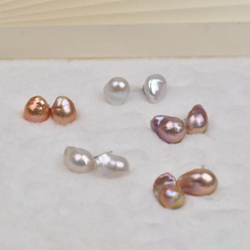 Süßwasser Perlen Ohrstecker, Natürliche kultivierte Süßwasserperlen, Barock, Modeschmuck, keine, 10-11mm, verkauft von Paar