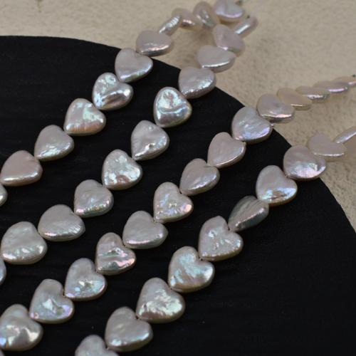 Natürliche Süßwasser, lose Perlen, Natürliche kultivierte Süßwasserperlen, Herz, DIY, weiß, 11-12mm, Länge:38 cm, verkauft von Strang