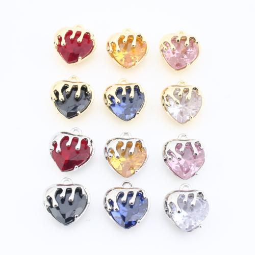 Кристалл латунь подвески, Латунь, с Кристаллы, Сердце, Другое покрытие, DIY, Много цветов для выбора 20ПК/сумка, продается сумка