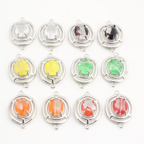 Crystal Brass Pendants, with Crystal, Round, plated, DIY & with rhinestone 