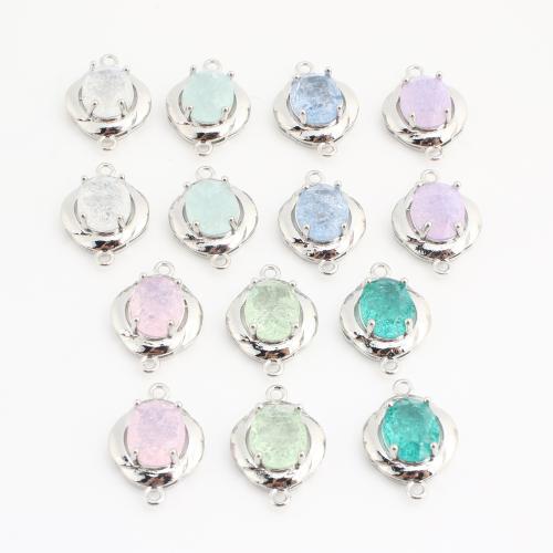 Crystal Connector, Brass, with Crystal, Round, plated, DIY 