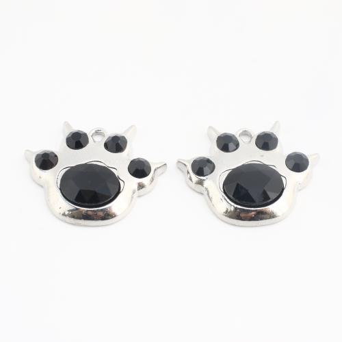 Crystal Brass Pendants, with Crystal, Claw, plated, DIY, silver color 