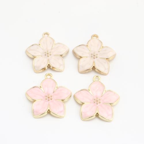 Enamel Brass Pendants, Flower, plated, DIY 