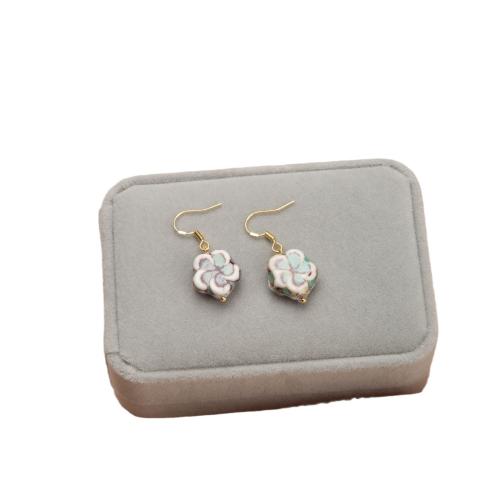 Boucle d'oreille de bijoux en porcelaine, avec alliage de zinc, fleur, pour femme, 15mm, Vendu par paire