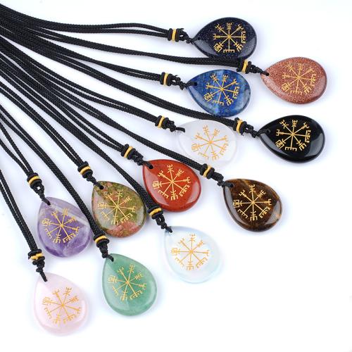 Gemstone Necklaces, Teardrop, sand blast & Unisex Approx 32 cm 