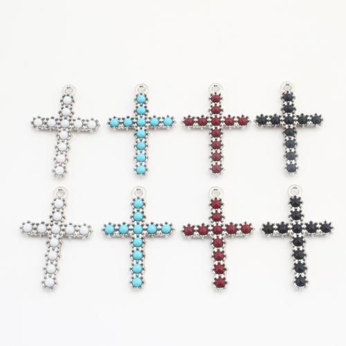 Pendentifs en Résine laiton , avec résine, croix, Placage, DIY, plus de couleurs à choisir Vendu par sac