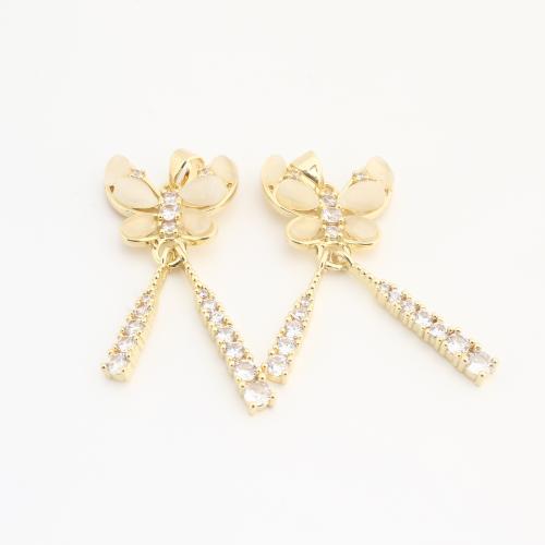 Pendentifs en laiton cristal, avec cristal, papillon, Placage de couleur d'or, DIY & avec strass Vendu par sac