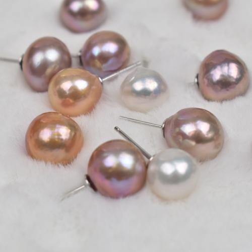 Süßwasser Perlen Ohrstecker, Natürliche kultivierte Süßwasserperlen, rund, Modeschmuck, keine, 10-11mm, verkauft von Paar