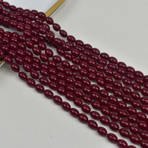 Жемчужные бусины из стекла, Стеклянные бусины, Рисообразная, DIY, красный, 4-10mm, длина:40 см, продается Strand