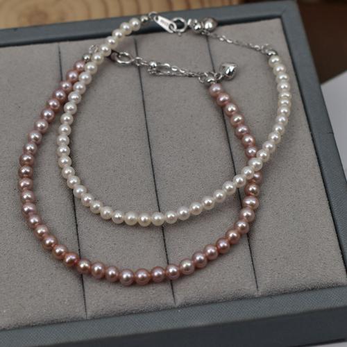 Perlen Armbänder, Natürliche kultivierte Süßwasserperlen, Etwas rund, Modeschmuck, keine, 4-5mm, Länge:17 cm, verkauft von PC