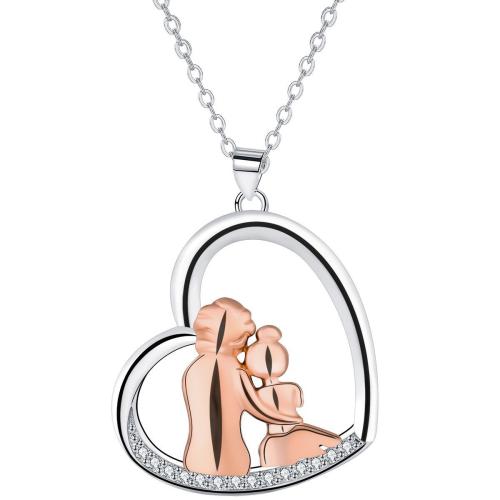 Cubic Zircon Micro Pave Brass Necklace, with 5cm extender chain, Heart, plated, Unisex & oval chain & micro pave cubic zirconia Approx 45 cm 