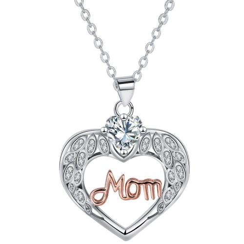 Cubic Zircon Micro Pave Brass Necklace, with 5cm extender chain, Heart, plated, oval chain & micro pave cubic zirconia & for woman & enamel, rose gold color Approx 45 cm 