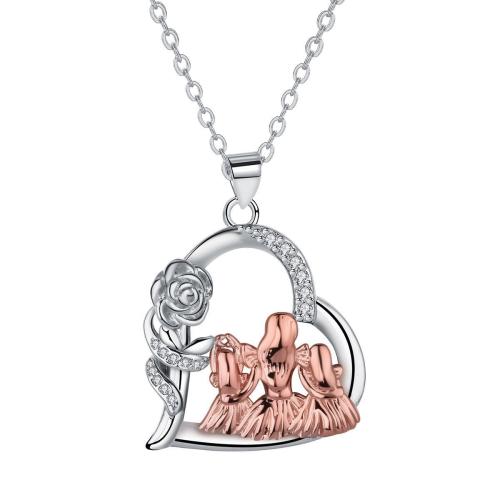 Cubic Zircon Micro Pave Brass Necklace, with 5cm extender chain, Heart, plated, oval chain & micro pave cubic zirconia & for woman Approx 45 cm 