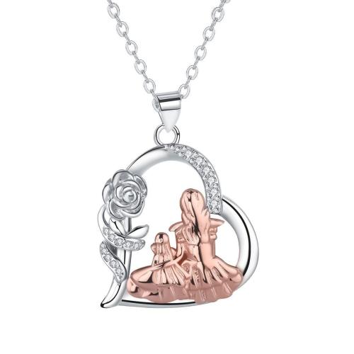 Cubic Zircon Micro Pave Brass Necklace, with 5cm extender chain, Heart, plated, oval chain & micro pave cubic zirconia & for woman, rose gold color Approx 45 cm 