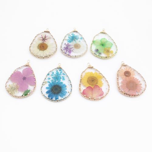 銅 ペンダント, とともに ドライフラワー & 樹脂, ゴールドメッキ, DIY, 無色 売り手 パソコン