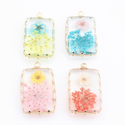 銅 ペンダント, とともに ドライフラワー & 樹脂, 幾何学パターン, ゴールドメッキ, DIY, 無色 売り手 パソコン