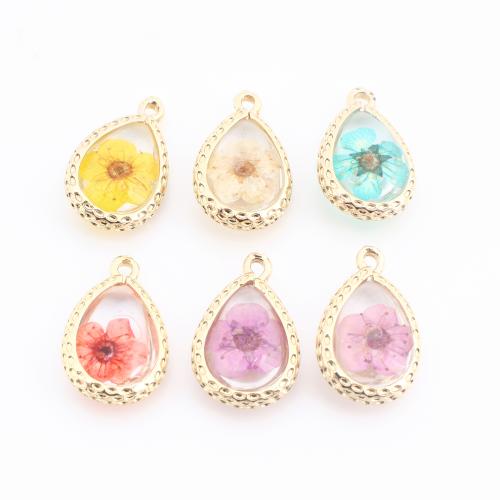 銅 ペンダント, とともに ドライフラワー & 樹脂, 水滴, ゴールドメッキ, DIY, 無色, 売り手 パソコン